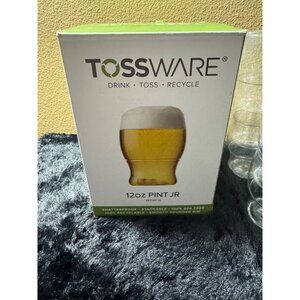Tossware 12oz Pint Jr Clear Plastic Glasses Set Of 11- Shatterproof Recyclable